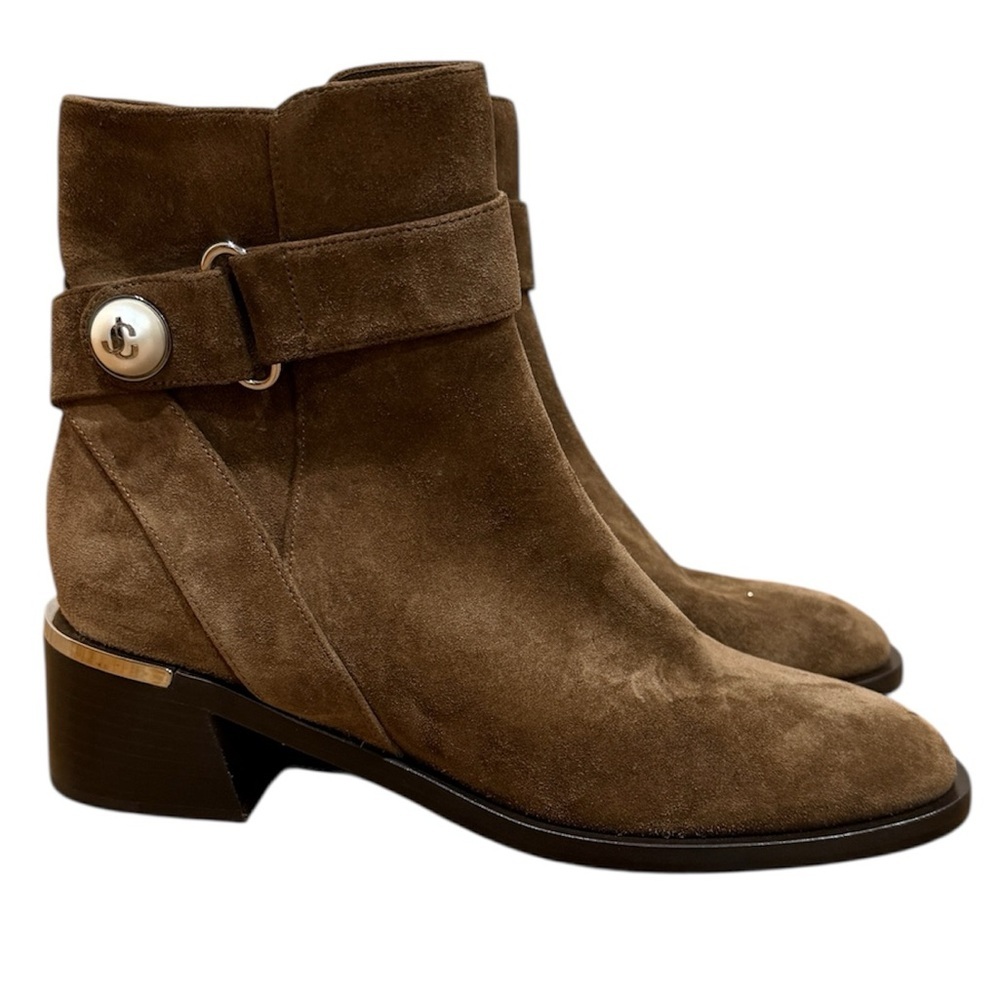 New Jimmy Choo Noor 45 Block Heel Booties Velvet Suede US 6 E36‎ Luxury Staple